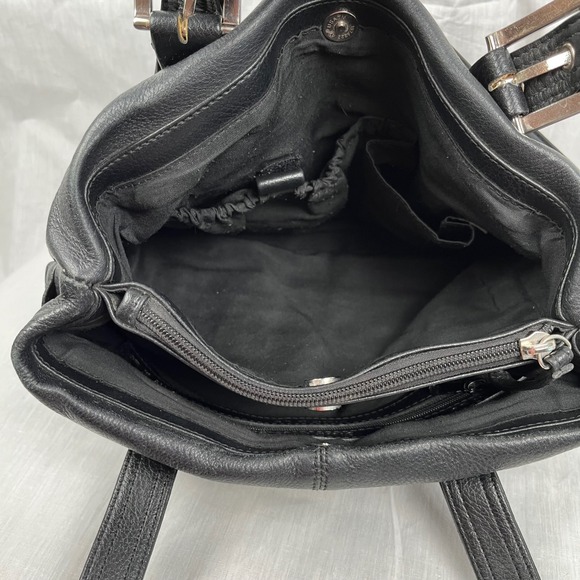 STONE & CO Black Leather Shoulder Bag Purse Lined Good Condition - Picture 6 of 11
